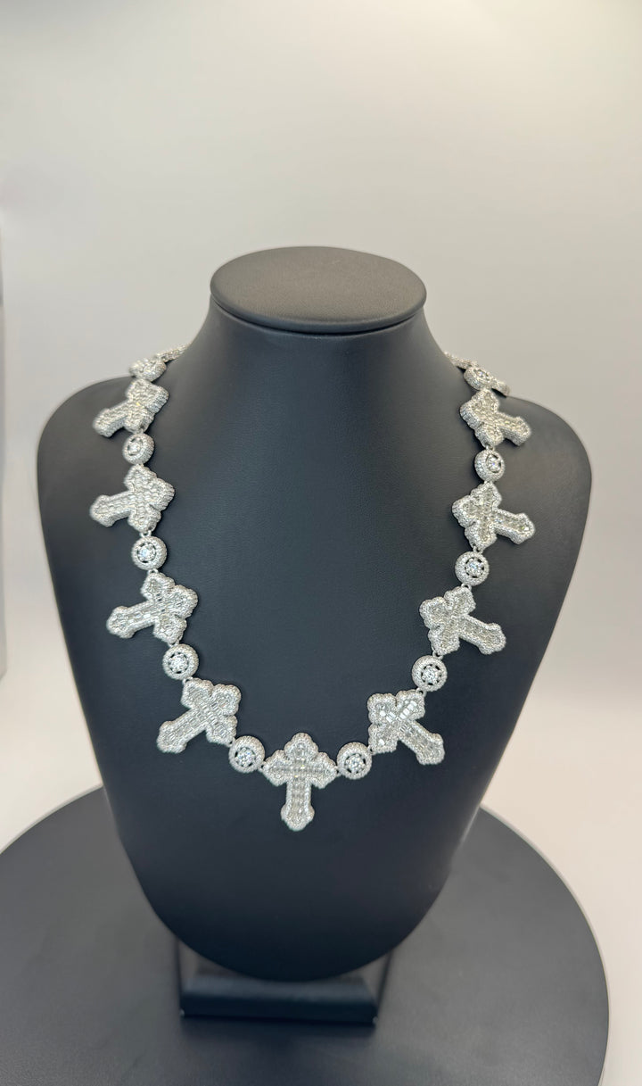 925 SILVER MOISSANITE CROSS NECKLACE