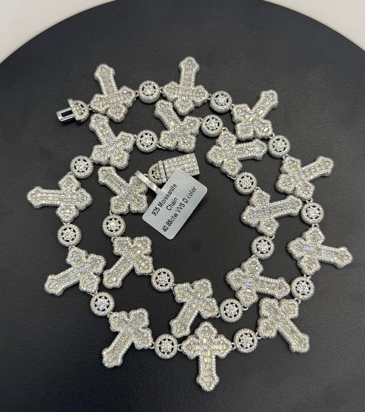 925 SILVER MOISSANITE CROSS NECKLACE