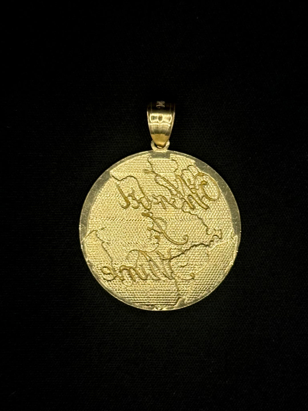 10K GOLD FANCY DIA CUT WORLD IS MINE PENDANT