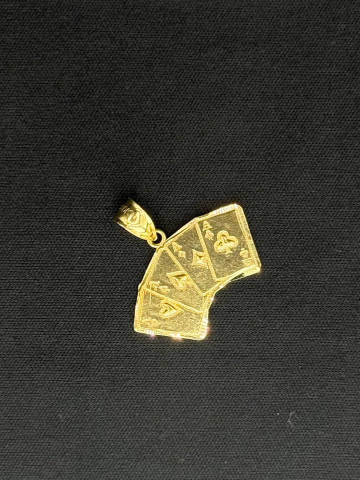 10K GOLD ACE PLAYING CARDS PENDANT