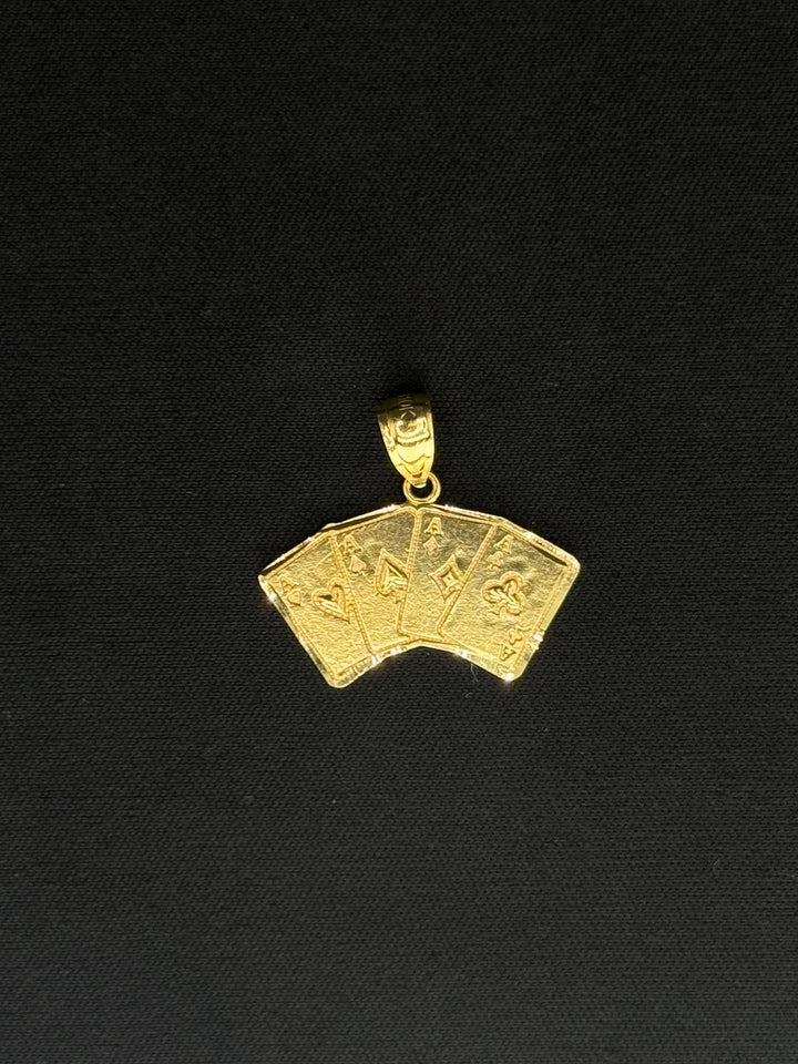 10K GOLD ACE PLAYING CARDS PENDANT