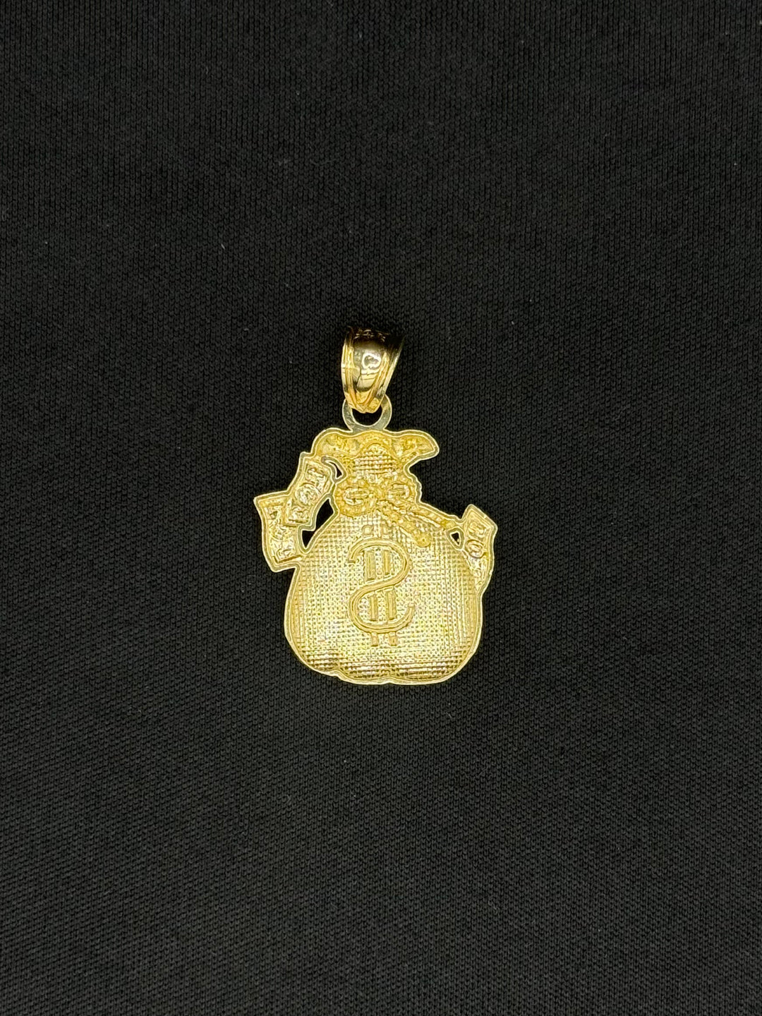 10K GOLD DIA CUT MONEY BAG PENDANT