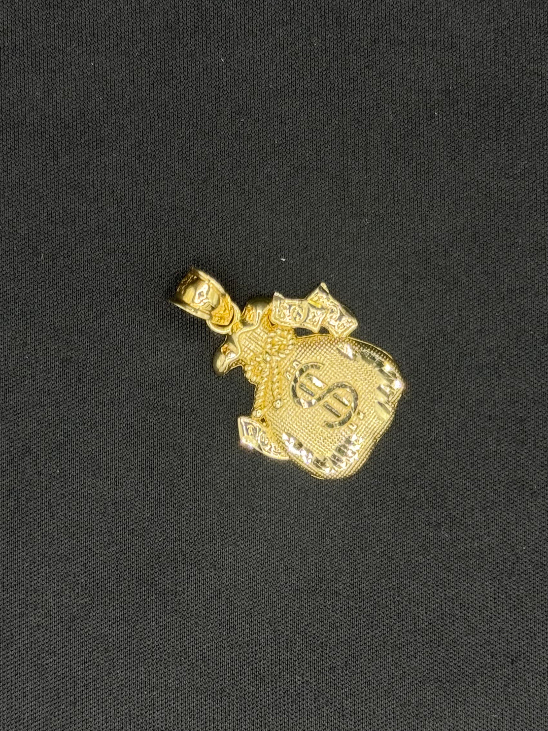 10K GOLD DIA CUT MONEY BAG PENDANT