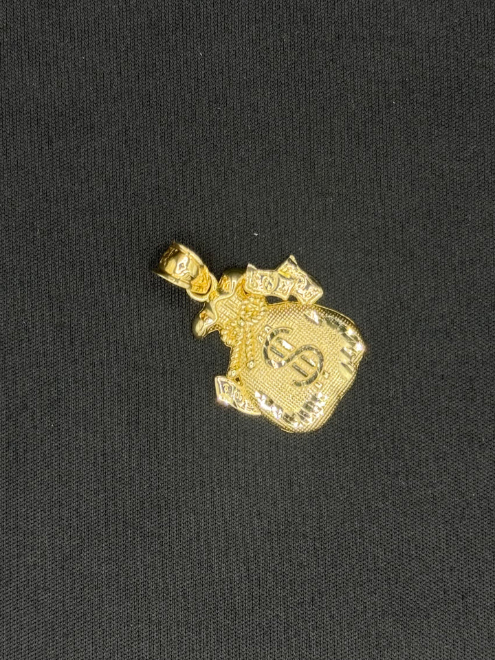 10K GOLD DIA CUT MONEY BAG PENDANT