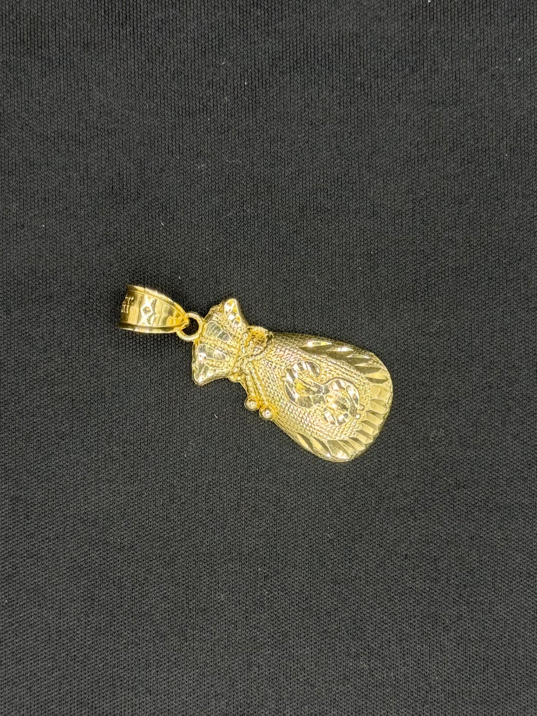 10K GOLD DIA CUT MONEY BAG PENDANT