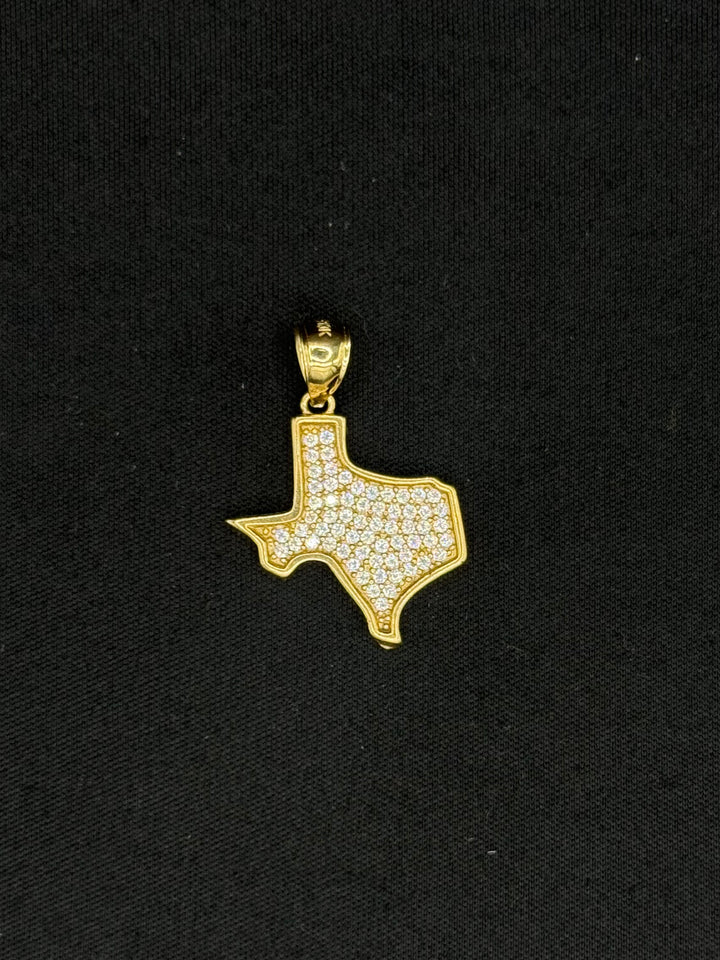 10K GOLD CZ TEXAS PENDANT