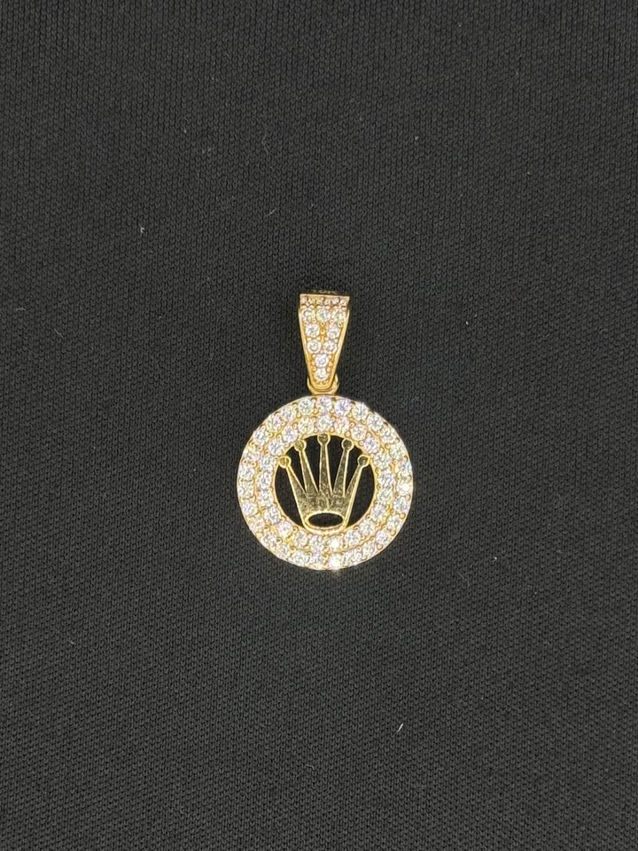 10K GOLD CZ CROWN PENDANT