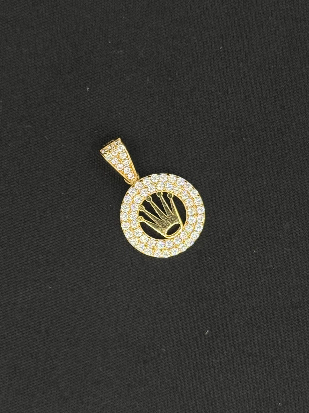 10K GOLD CZ CROWN PENDANT
