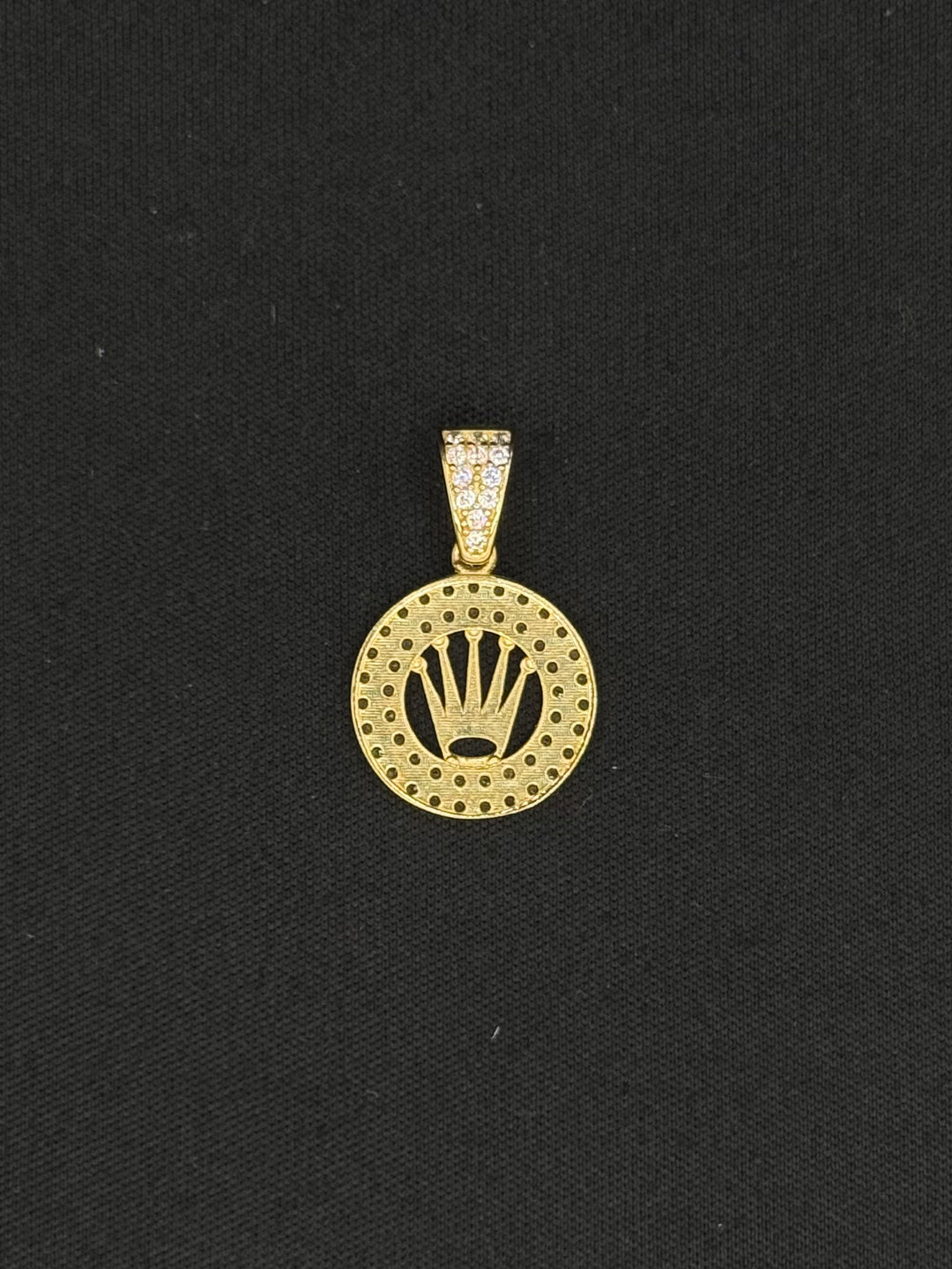 10K GOLD CZ CROWN PENDANT