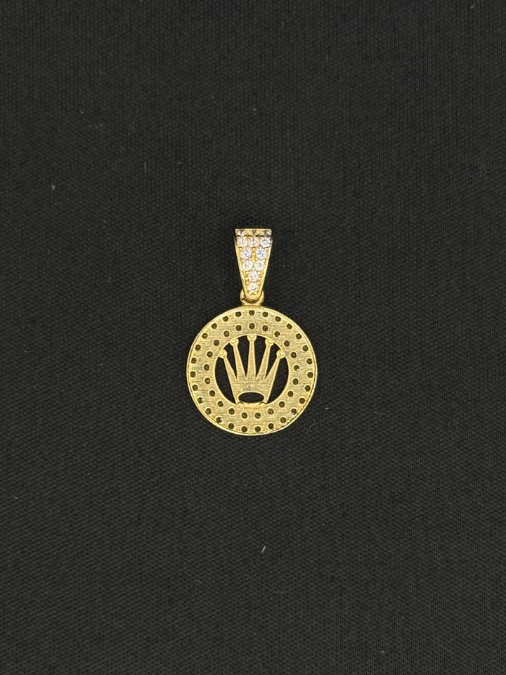 10K GOLD CZ CROWN PENDANT