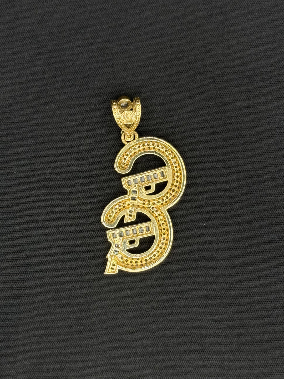 10K GOLD CZ G G GUN PENDANT