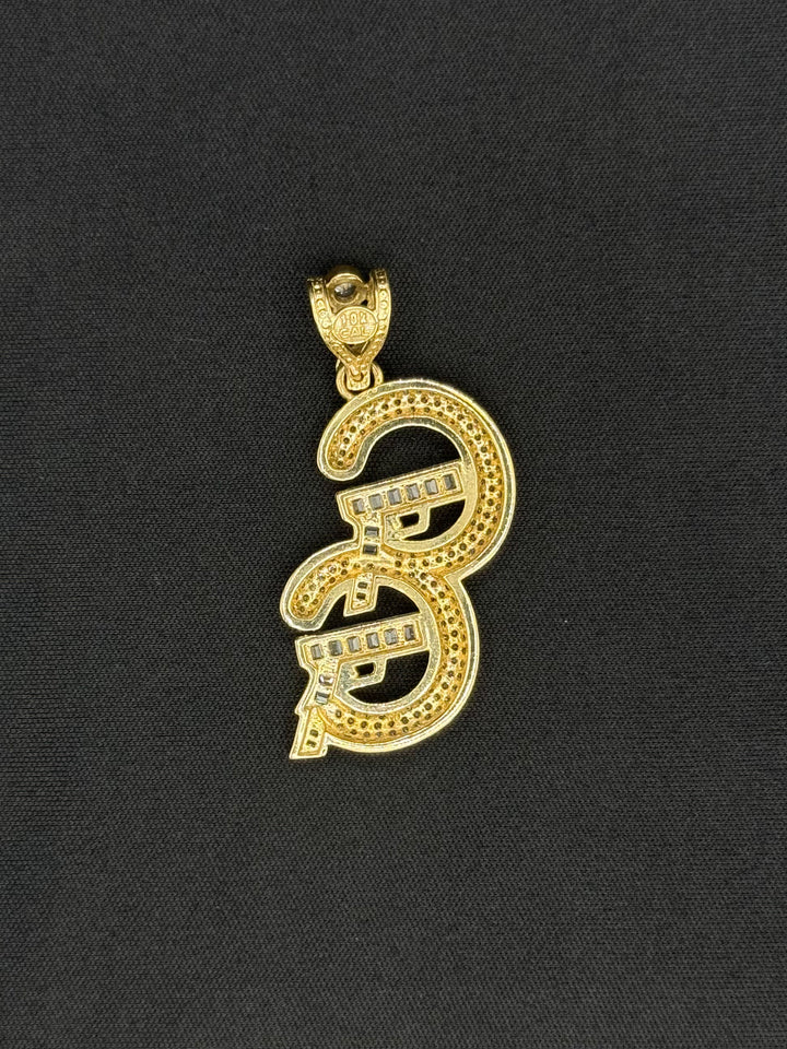 10K GOLD CZ G G GUN PENDANT