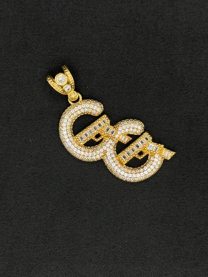 10K GOLD CZ G G GUN PENDANT