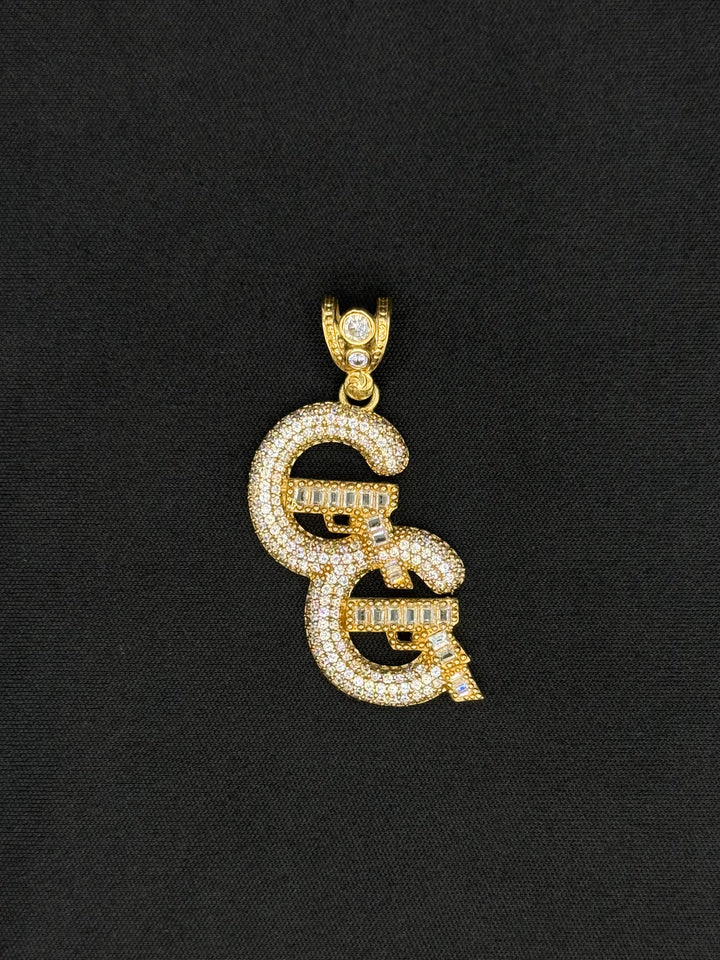 10K GOLD CZ G G GUN PENDANT