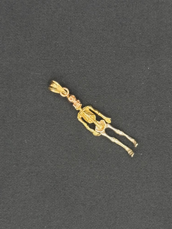 10K TRI GOLD SKELETON PENDANT