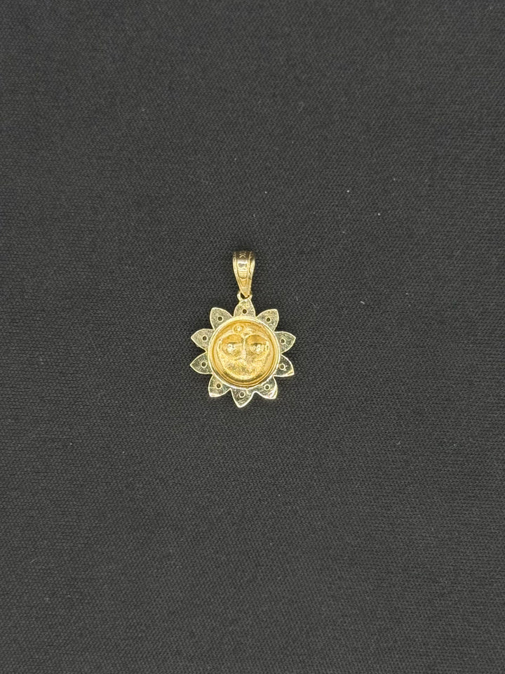 10K GOLD SUN FACE CZ PENDANT