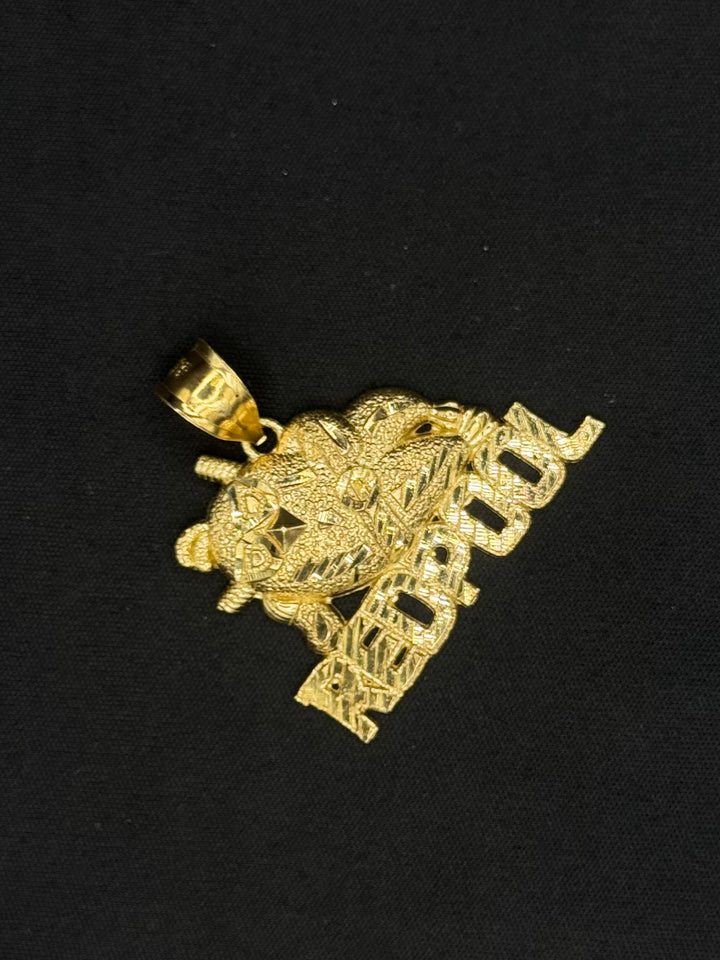 10K GOLD DIA CUT REDPOOL PENDANT