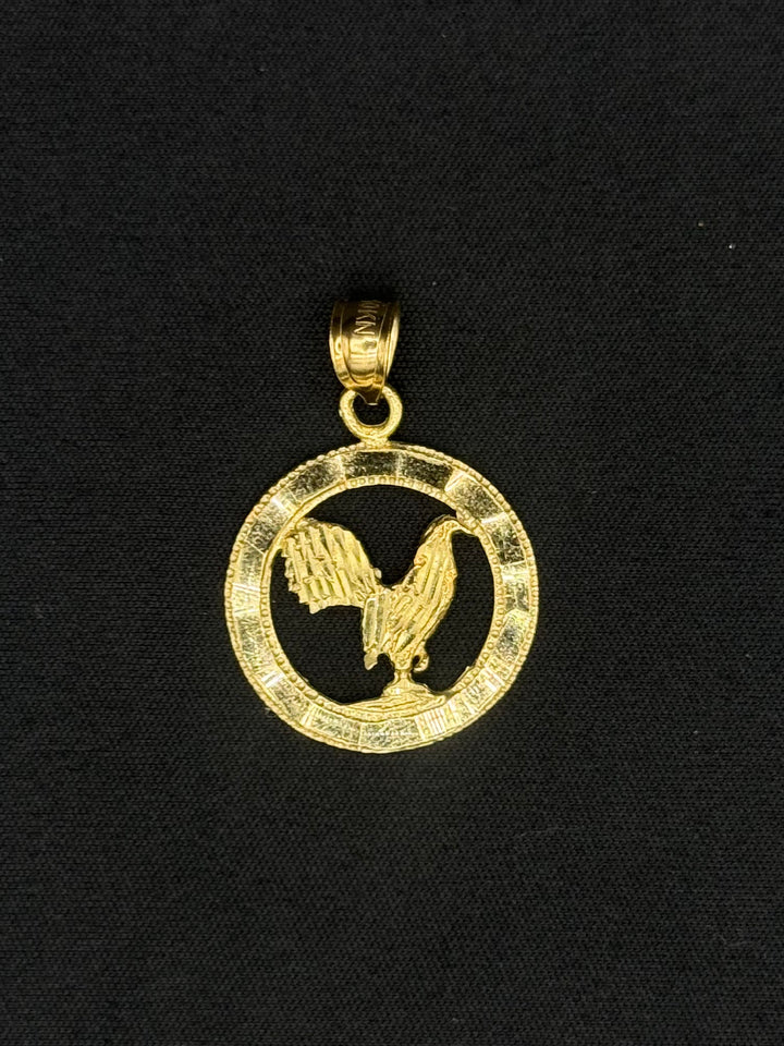 10K GOLD ROASTER DIA CUT PENDANT