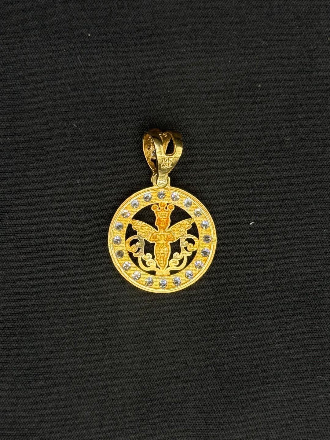 10K GOLD CZ ANGEL PENDANT