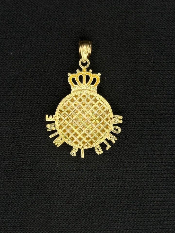 10K GOLD WORLD IS MINE GLOBE WITH A CROWN ON TOP PENDANT