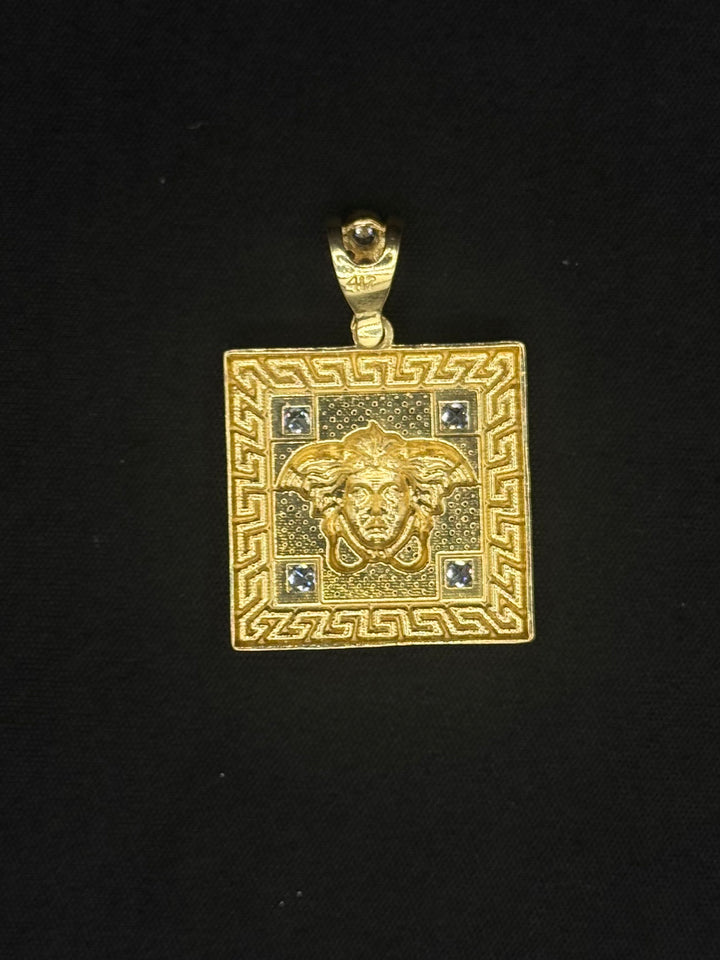 10K GOLD MEDUSA HEAD WITH GREEK DESIGN WITH CZ