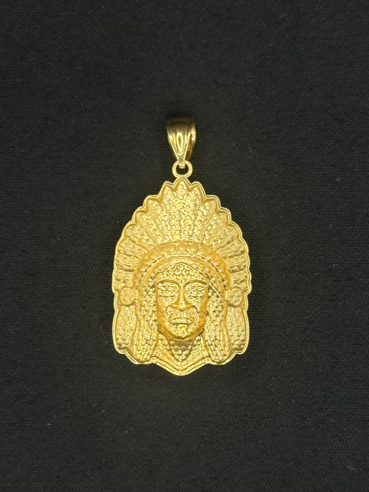 10K GOLD CHIEF HEAD PENDANT