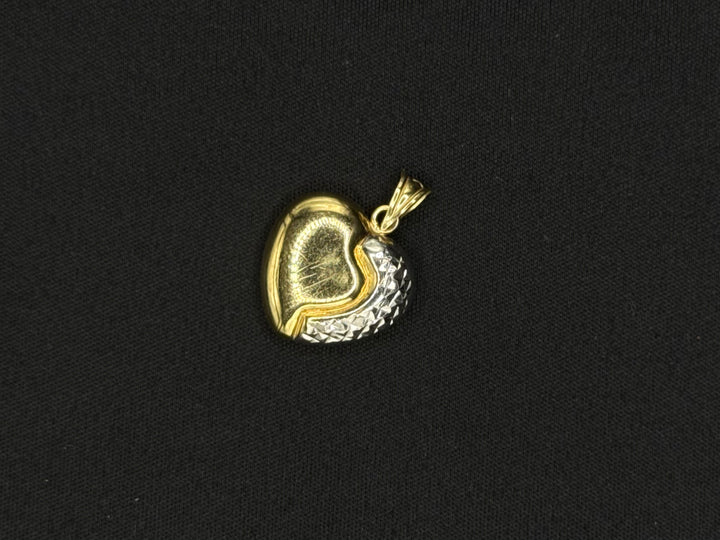 10K GOLD TWO TONE BROKEN HEART WITH DIA CUT PENDANT