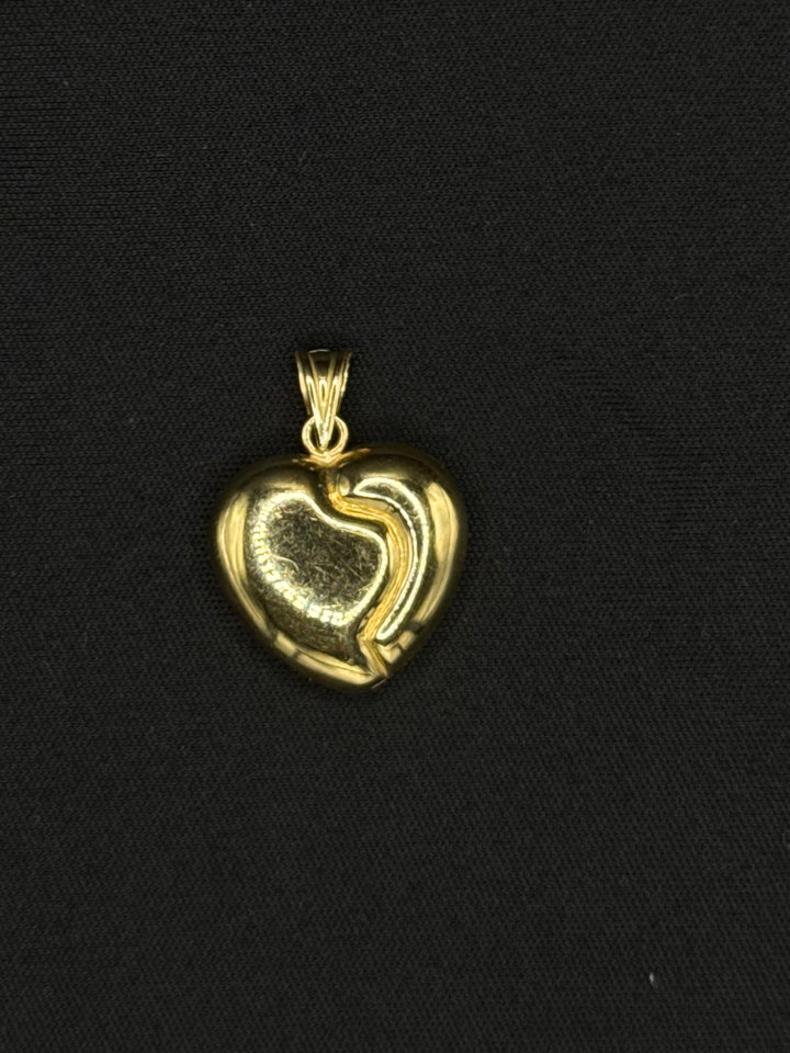10K GOLD TWO TONE BROKEN HEART WITH DIA CUT PENDANT