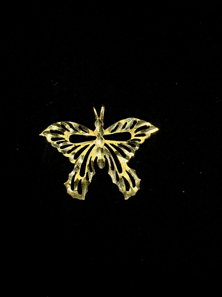 10K GOLD DIA CUT BUTTERFLY PENDANT