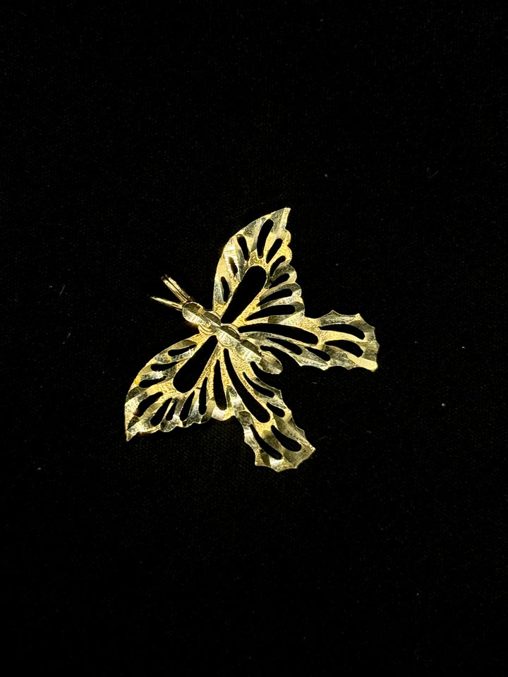 10K GOLD DIA CUT BUTTERFLY PENDANT
