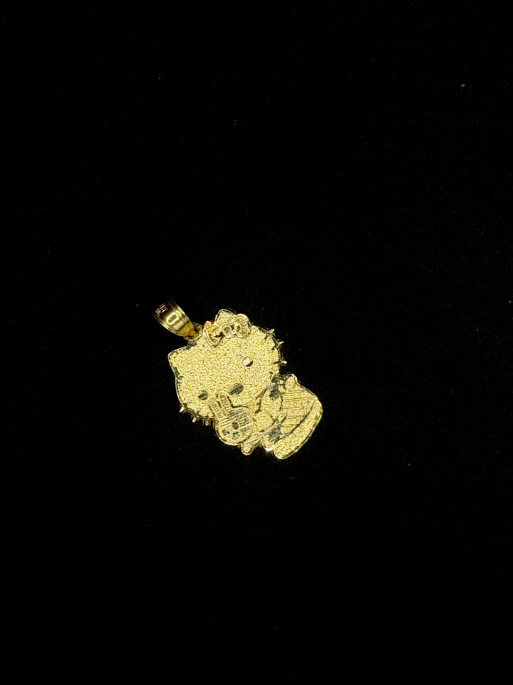 10K GOLD KITTY WITH BUNNY PENDANT