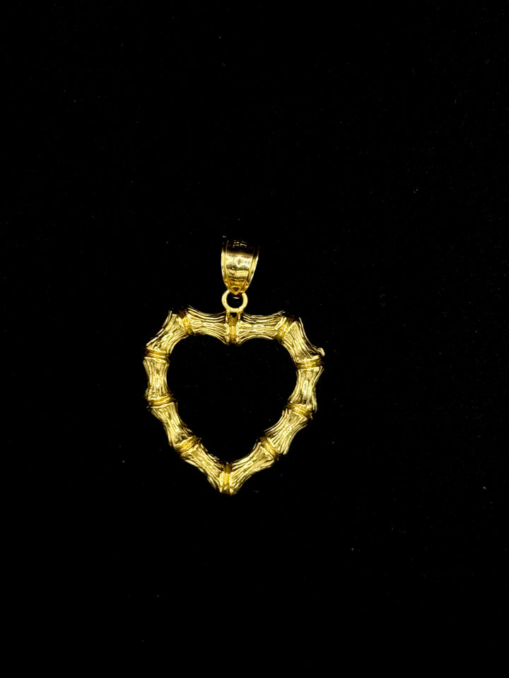 10K GOLD BAMBOO HEART PENDANT