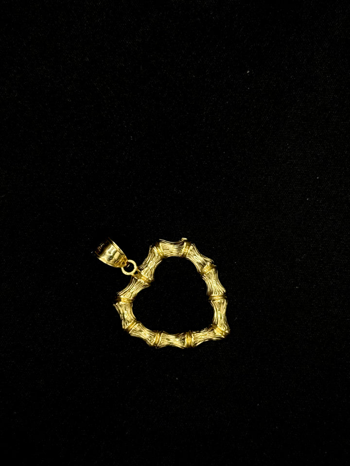 10K GOLD BAMBOO HEART PENDANT