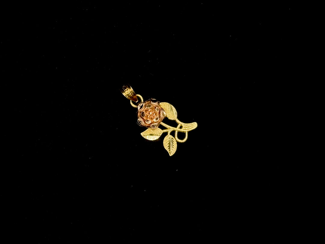 10K GOLD TWO TONE ROSE PENDANT