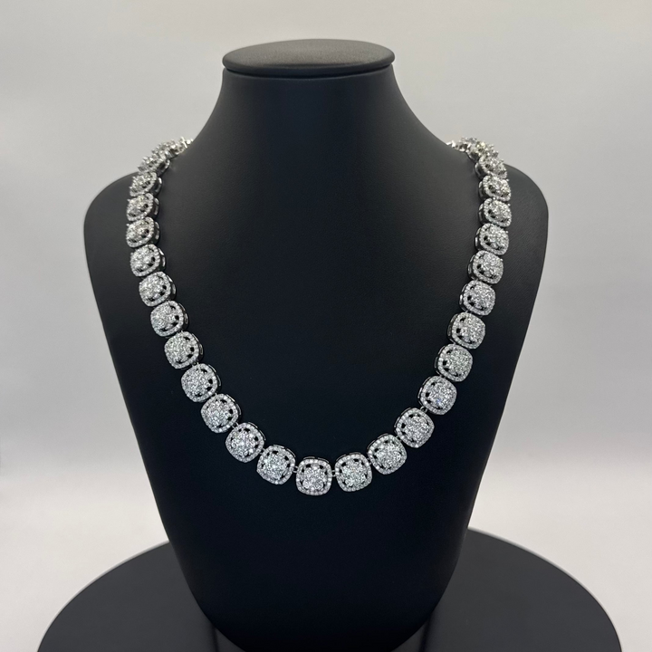 925 SILVER MOISSANITE CLUSTER NECKLACE