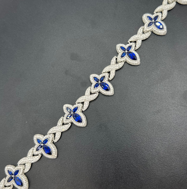 925 SILVER MOISSANITE BLUE CLOVER NECKLACE