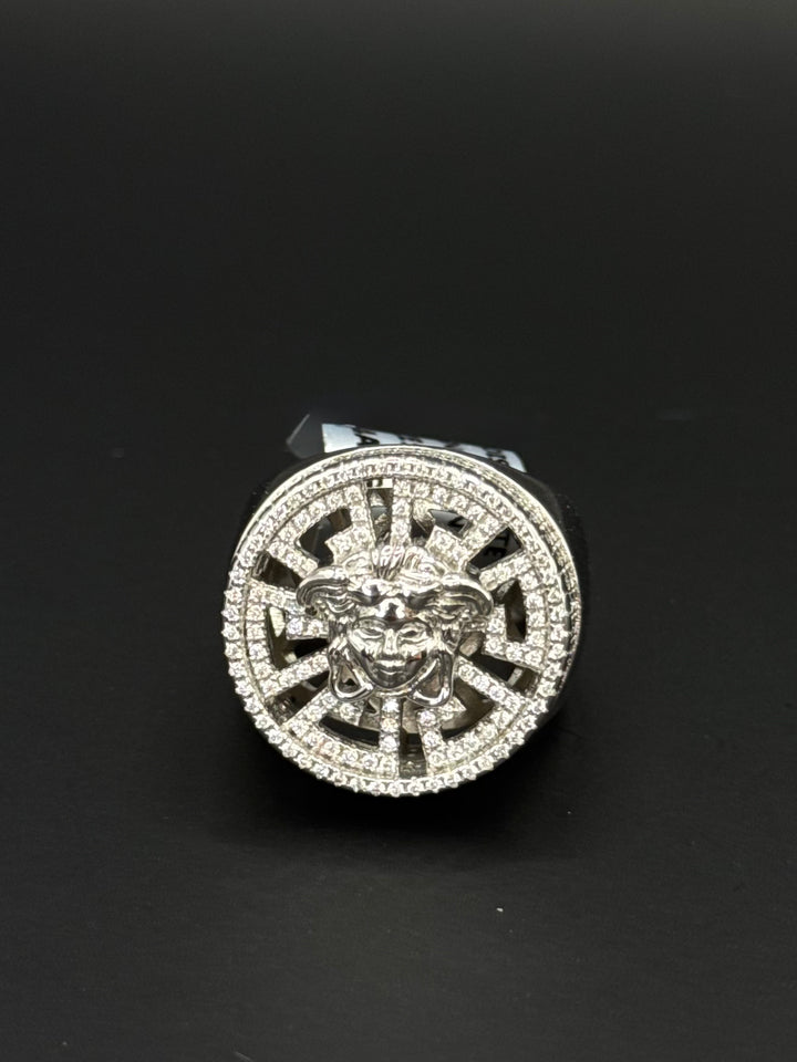 925 SILVER MOISSANITE MEDUSA WITH GREEK DESIGN RING