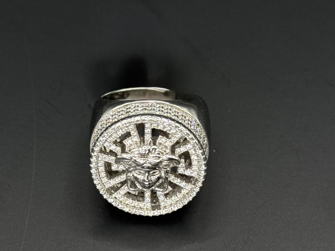 925 SILVER MOISSANITE MEDUSA WITH GREEK DESIGN RING