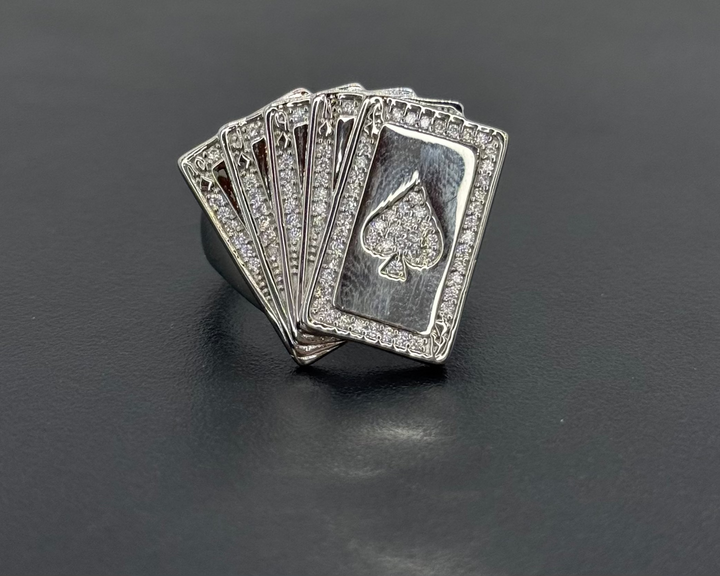 925 SILVER MOISSANITE PLAYING CARD RING