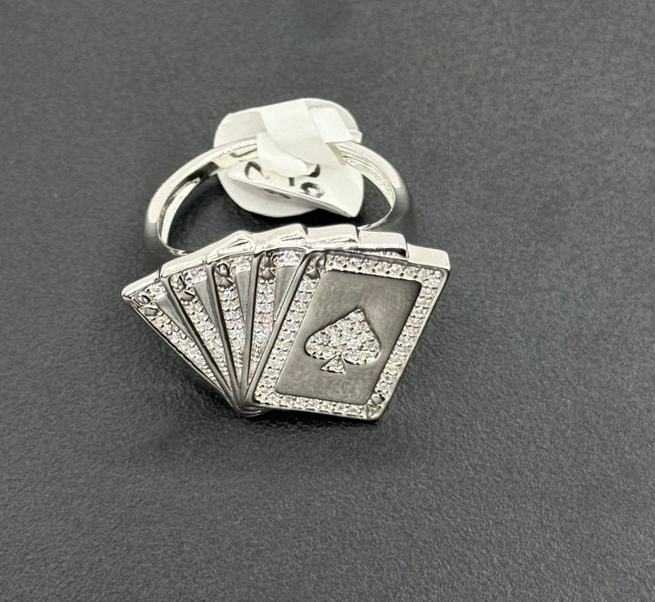 925 SILVER MOISSANITE PLAYING CARD RING