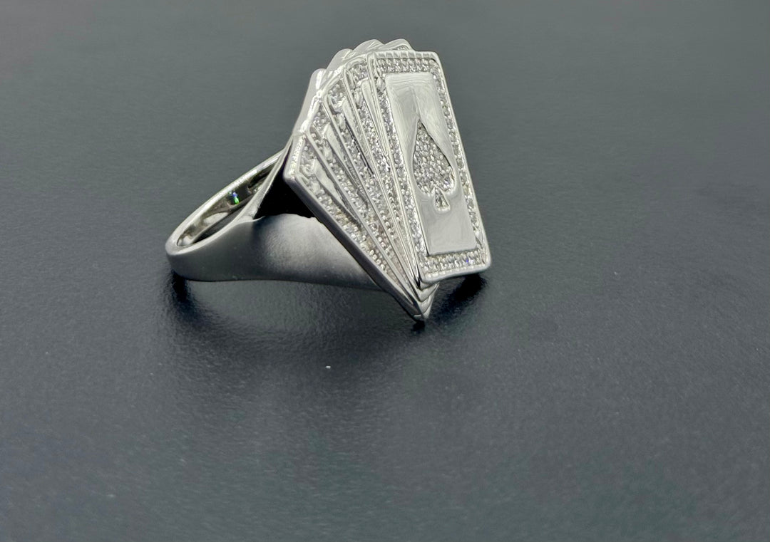 925 SILVER MOISSANITE PLAYING CARD RING