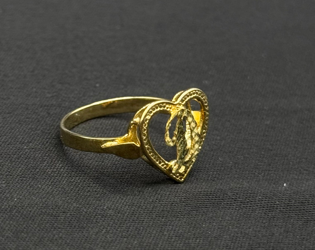 10K GOLD HEART WITH INITIAL D RING