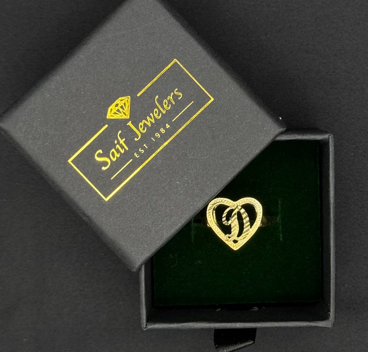 10K GOLD HEART WITH INITIAL D RING
