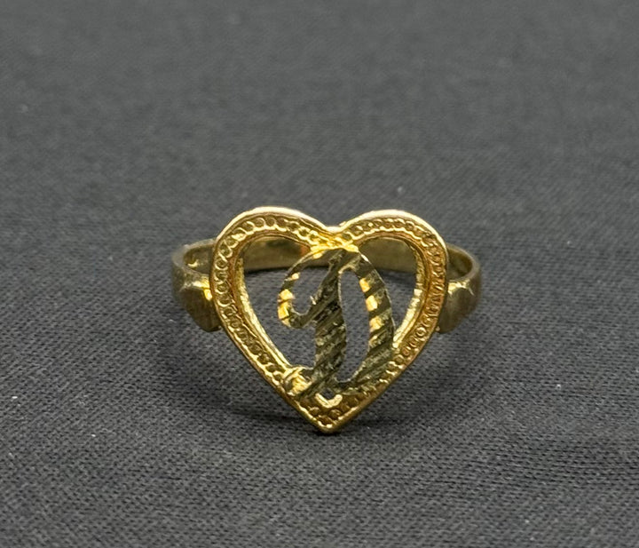 10K GOLD HEART WITH INITIAL D RING