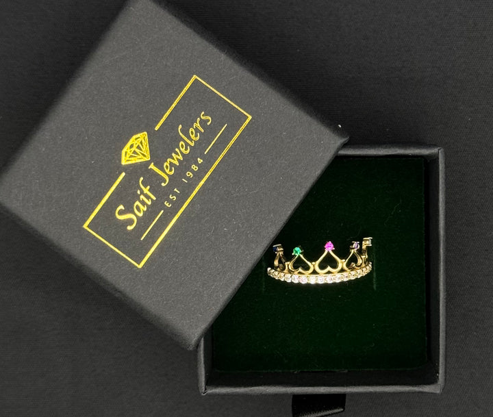 10K GOLD CROWN WITH MULTI COLOR CZ