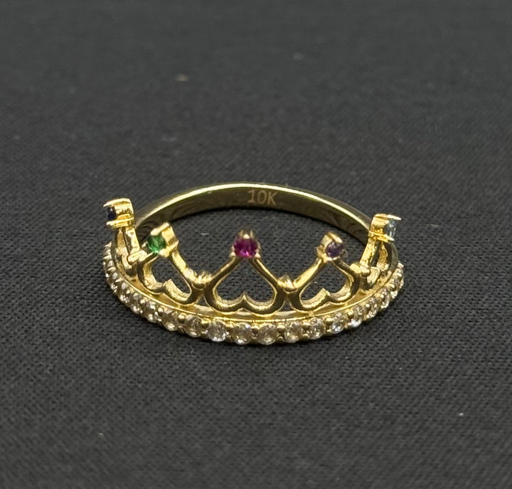 10K GOLD CROWN WITH MULTI COLOR CZ