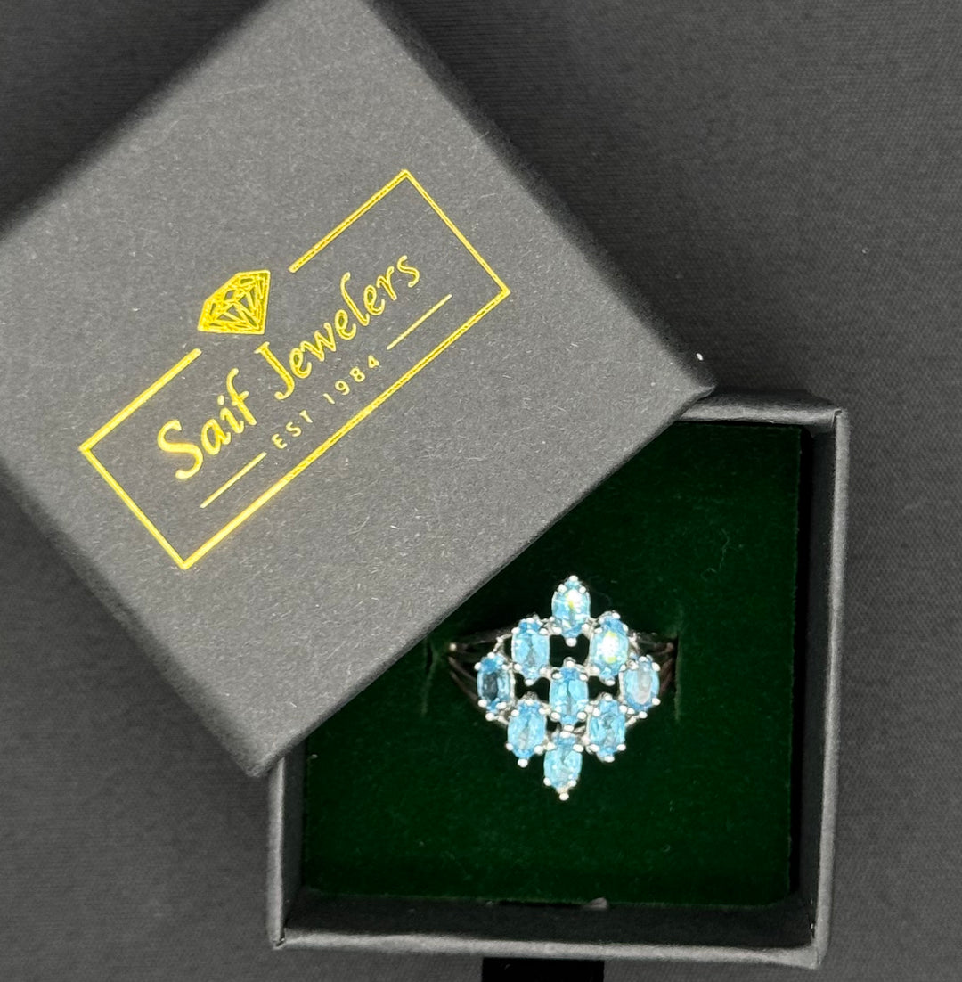 10K WHITE GOLD Aquamarine Ring