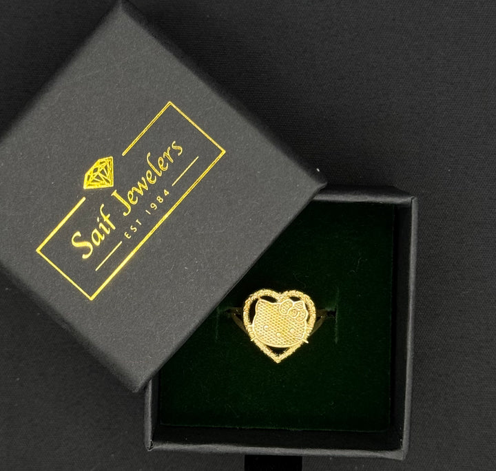 10K GOLD KITTY WITH DIA CUT RING