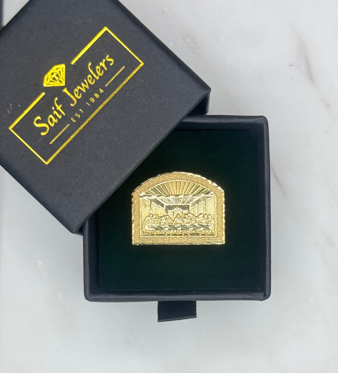 10K GOLD LAST SUPPER DIA CUT RING