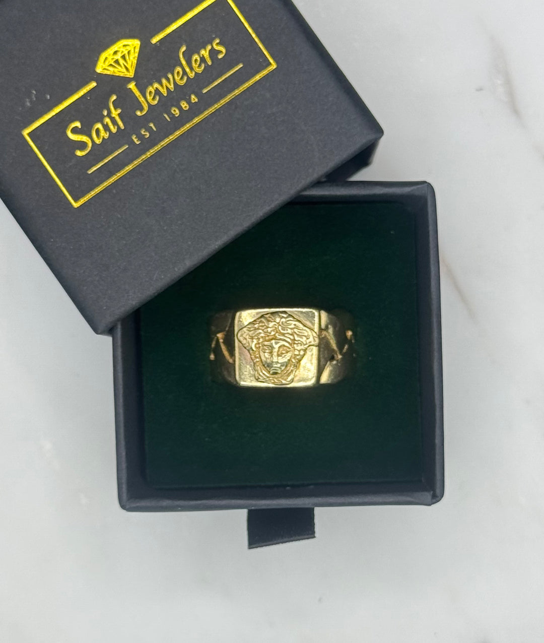 14K GOLD MEDUSA HEAD WITH MIAMI CUBAN RING